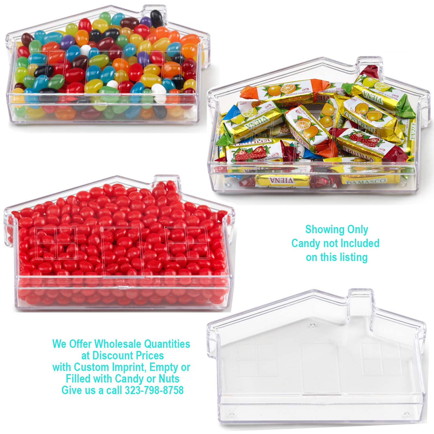 12 Plastic House Shape Plastic Candy Container by