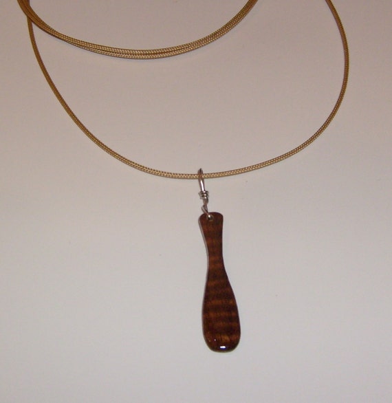 mini curly koa canoe paddle pendant necklace w/adjustable