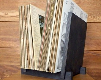 Vinyl LP Record Storage Display | Holds 40 x 12" Albums | Vinyl Storage | Zero-VOC Natural Charcoal Black Finish