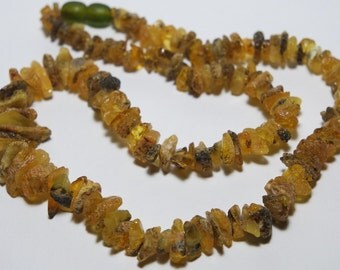 Amber Necklace Raw Unpolished Green n027 Authentic Natural Genuine Baltic Amber