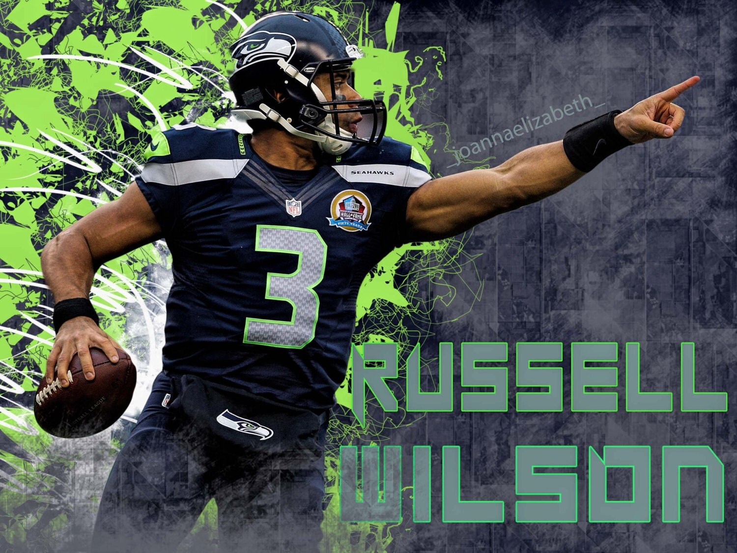 Russell Wilson Seahawks Poster by SportsDesignbyJoanna on Etsy