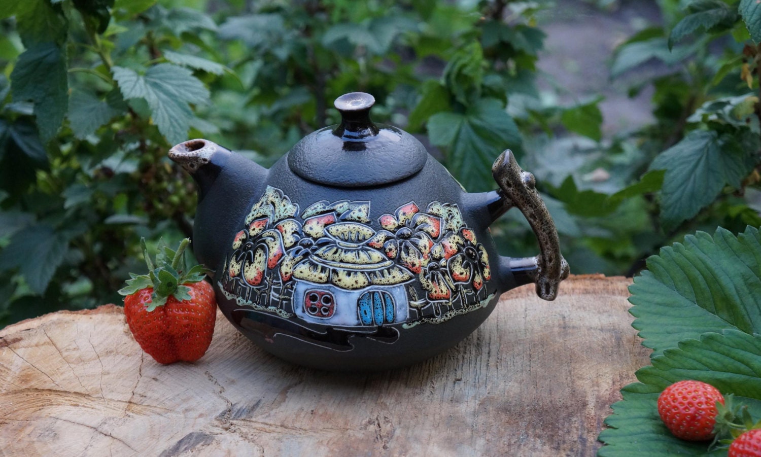 Ceramic teapot House Rustic teapot Large teapot by CeramaStudio