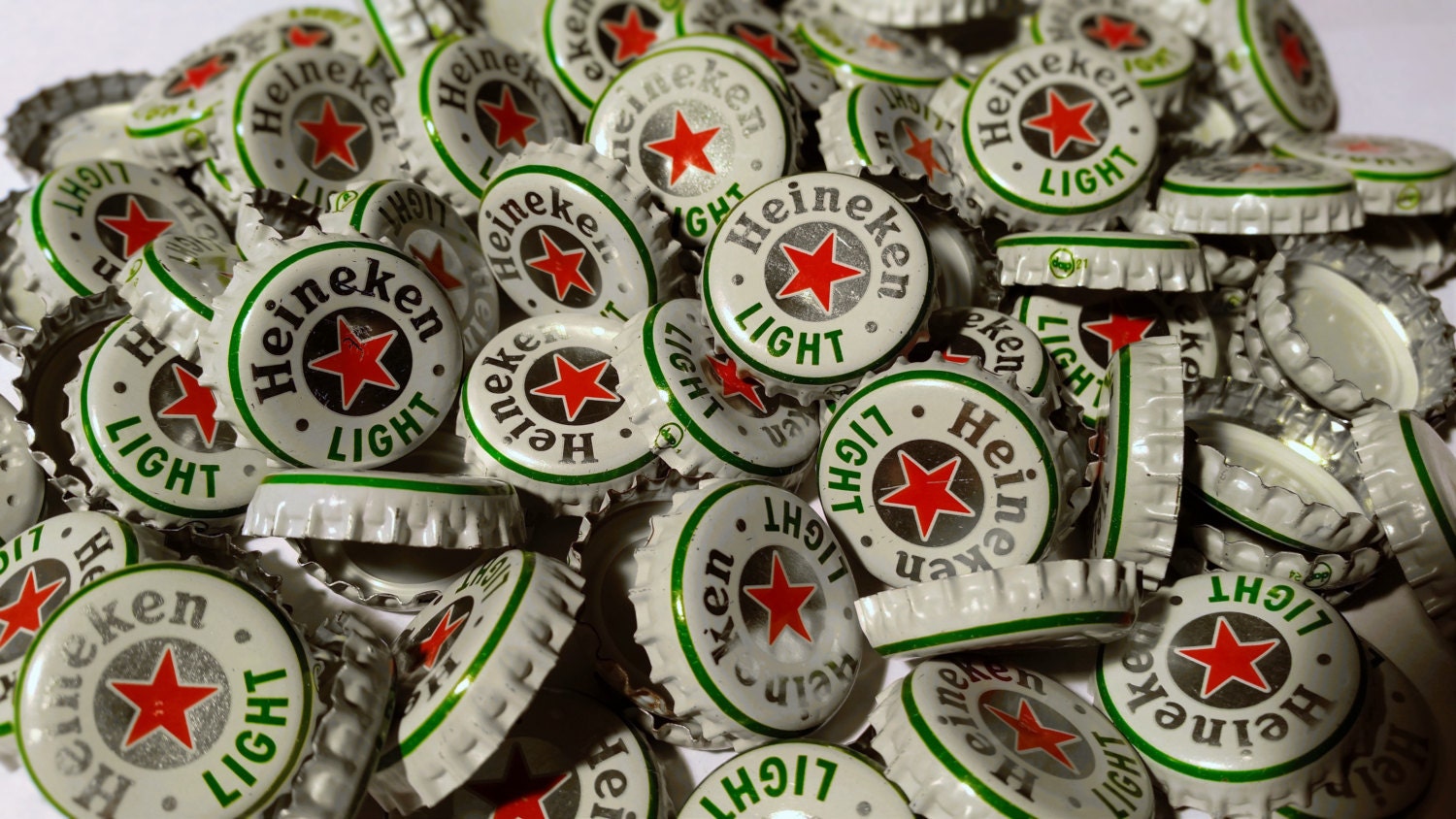 100 Heineken Light Recycled Beer Bottle Caps
