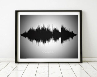 Sound Wave, Band Poster Art, Art for Music Room, Gift for Musician, Soundwave Art Print, Custom Song Print, Personalized Lyrics, Lyric Art