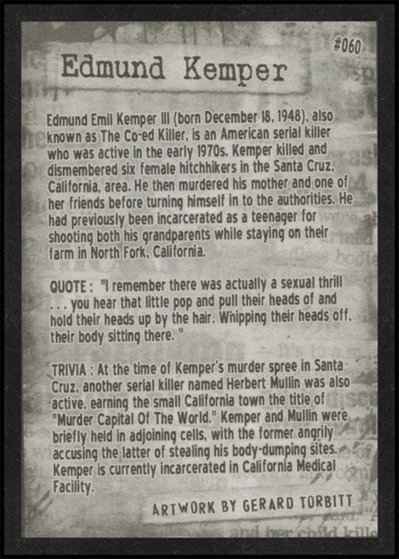 Edmund Kemper is Card Number 60 from the Original Serial
