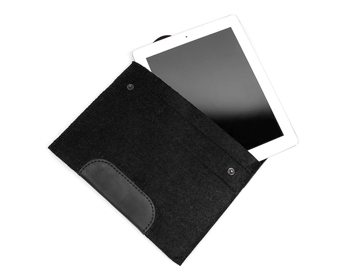 iPad pro 9.7 case - Black iPad case - iPad air 2 case - iPad air case - pro case - Black leather iPad case black felt iPad sleeve iPad cover