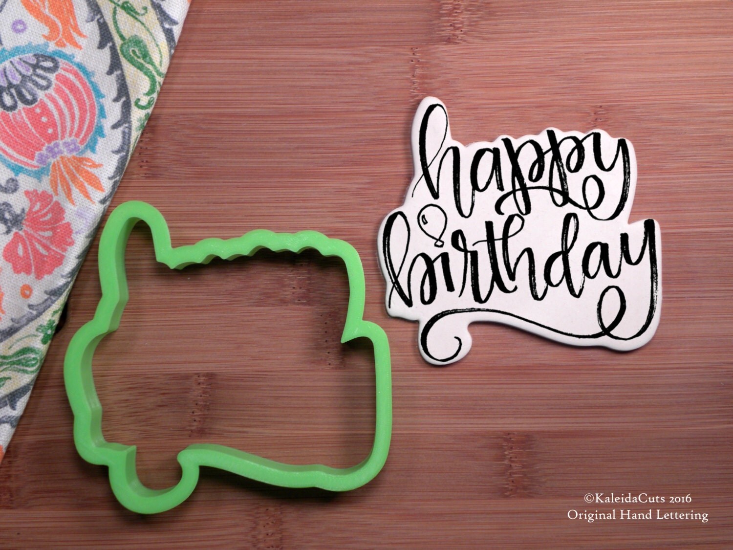 Happy Birthday Cookie Cutter. Hand Lettered Cookie Cutter.