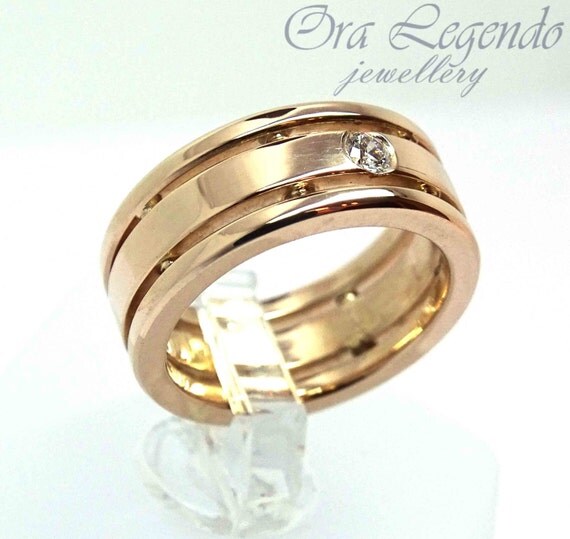 Wedding ring with diamond wedding spacer diamond by OraMasters