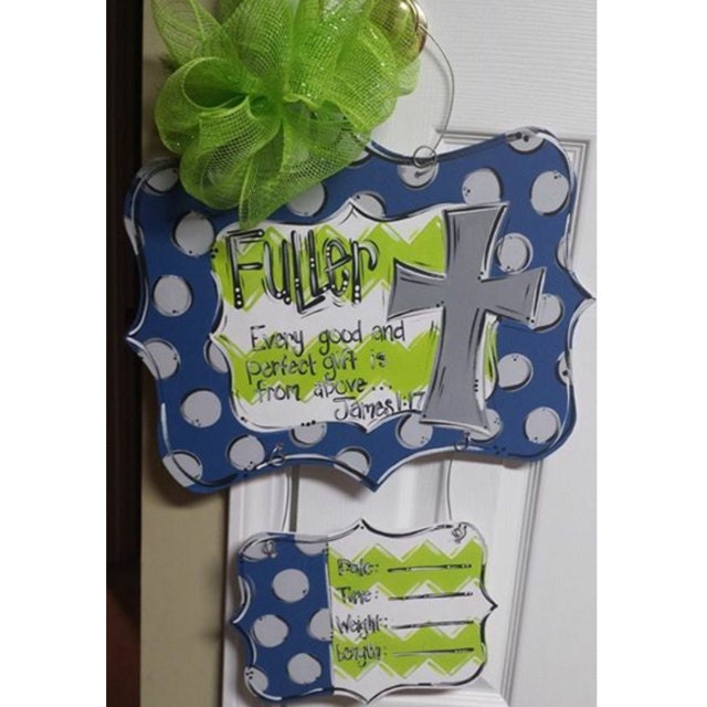 Hospital Door Hanger Birth Announcement Wooden Door Hanger