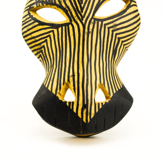 African Hand Carved Wood Zebra Mask