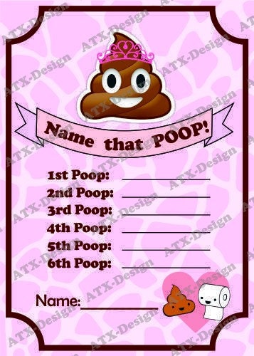 Name That POOP Dirty Diper Baby Shower Game