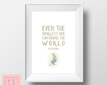 Peter Rabbit Nursery Artwork | Peter Rabbit | Small Things Can Change The World | Beatrix Potter Print | Baby Boy Nursery | Baby Girl