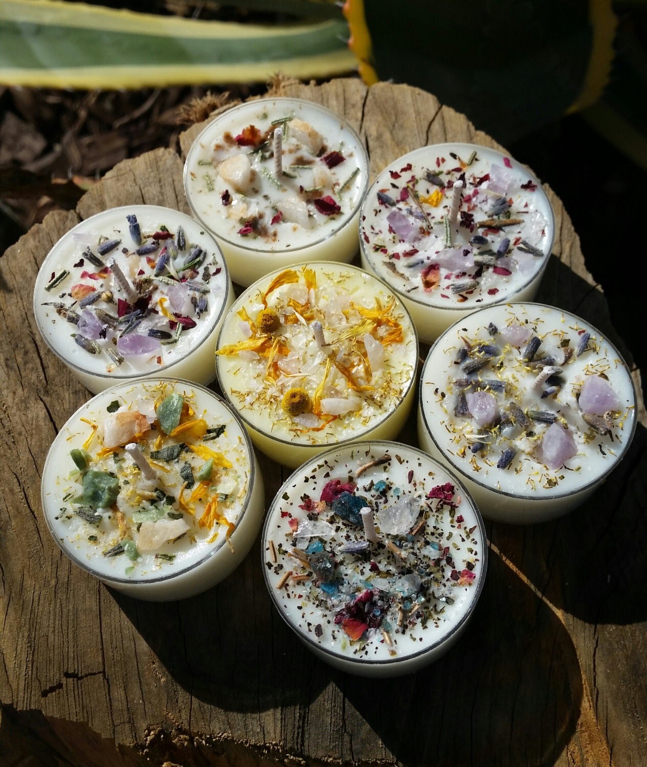 Crystal & Herb Tealight Candles 4 Vegan Candles by NaturesCourt