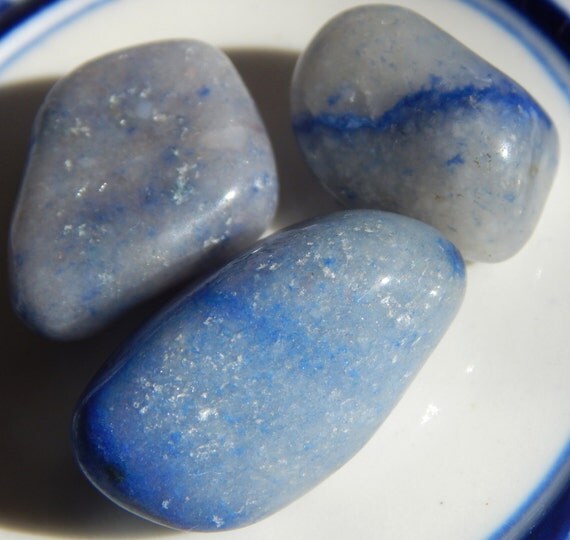 3 Blue Quartz Tumbled & Polished Gemstones by CrystallinumPrimum