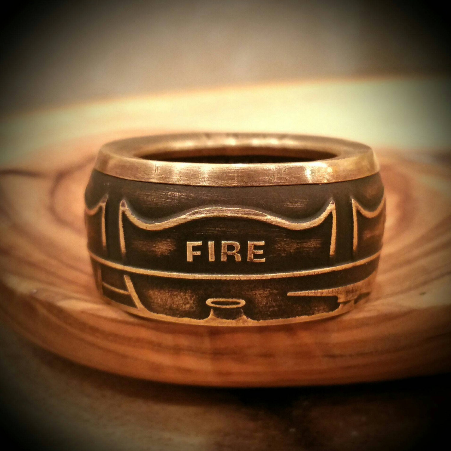 firefighter maltese cross with heartbeat ring