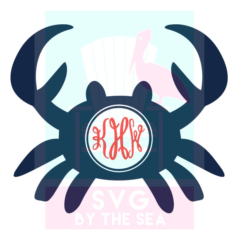 Download Preppy Crab Monogram Frame Cutting Files in Svg Dxf Eps