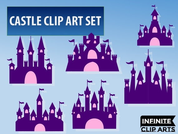 6 Disney Castle Cartoon Clip art Printable Digital Clipart