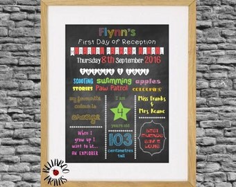 First Day of School Print ~ First Day of Nursery Print ~ Keepsake Print ~ Personalised Print ~ Chalkboard Print