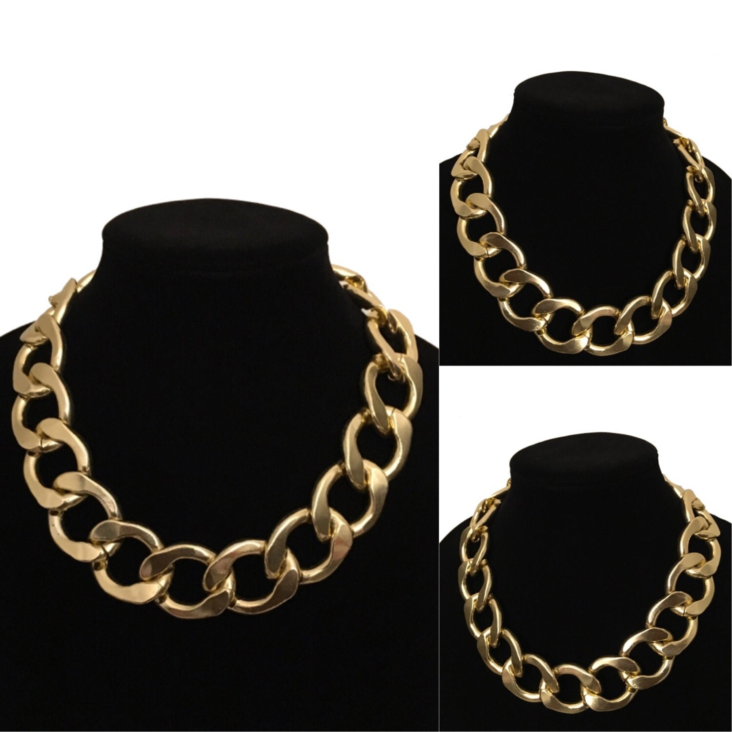 Big Gold Chunky Chain Link Statement Necklace