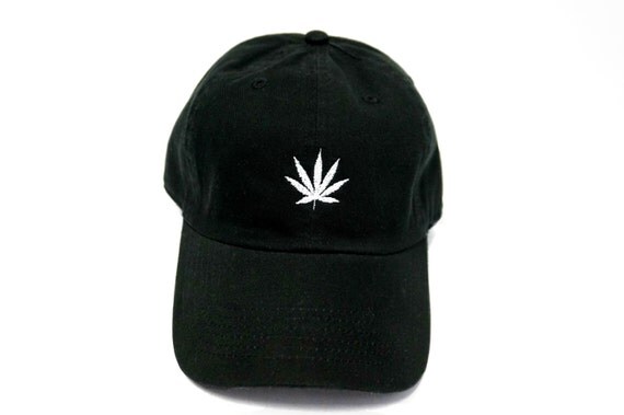 Marijuana Leaf Embroidered Baseball Cap by fairebroderie on Etsy