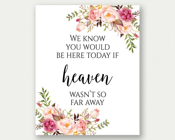 If Heaven Wasn't So Far Away Sign Wedding Memorial Sign