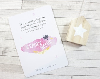 Postcard - big sister - pregnancy announcement - future big sister