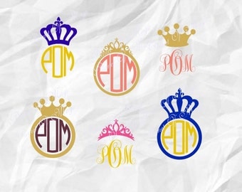 Crown SVG File, Crown Monogram Svg, Tiara Svg, Royal Svg, Crown Cutting File, Princess SVG, Crown DXF, Silhouette file, Digital File, Cricut