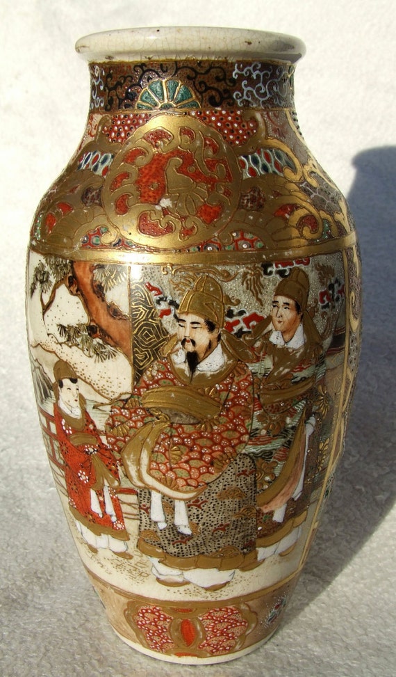 Antike japanische Satsuma Keramik Vase 1880 der MeijiZeit