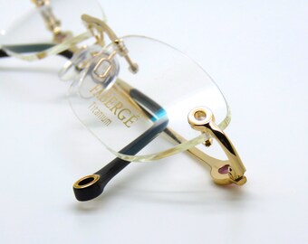 Vintage 23kt Gold Plated Rimless Faberge Glasses Frames KF 058 6057