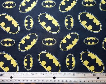 Batman Fabric, Batman Symbol, Bat Symbol, Yardage, by the yard or Fat Quarter, FQ, Bat Symbol Fabric, Comic Book Fabric, Bat Emblem