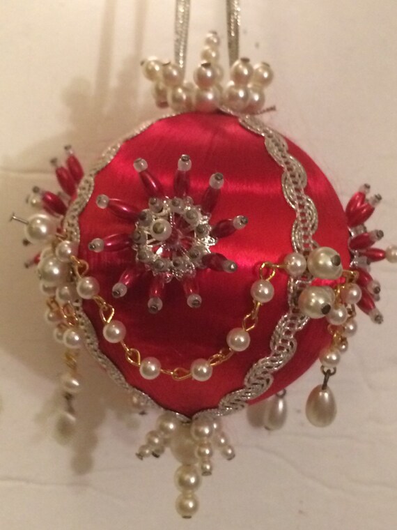 Intricate Red Antique Christmas Ornament Handmade