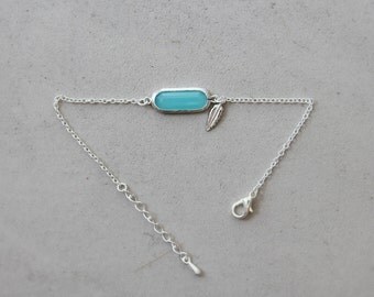 Bracelet Breloques œuf Turquoise - Occasion, Longueur 19-20cm, Fermoir Mousqueton