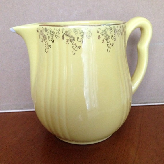 Items Similar To Halls Superior Quality Kitchenware Yellow Gold Rimmed Pitcher On Etsy 5842