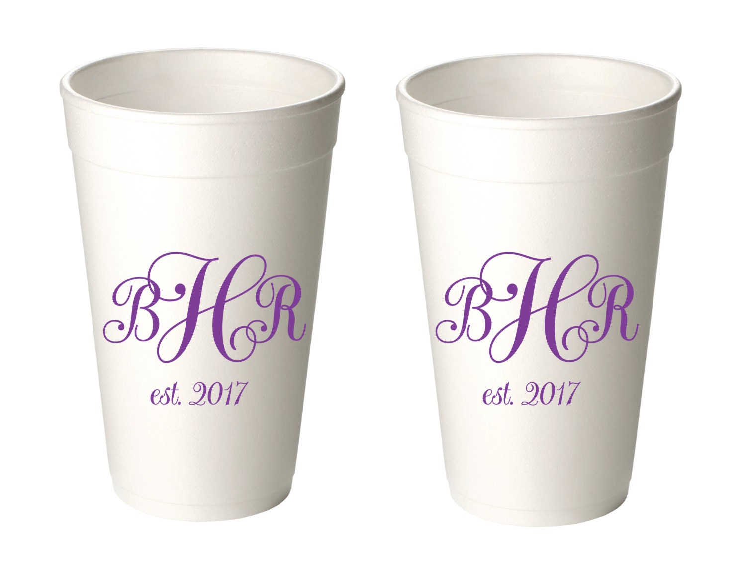 Monogram Wedding Cups Monogram Cups 20 Ounce Stryrofoam