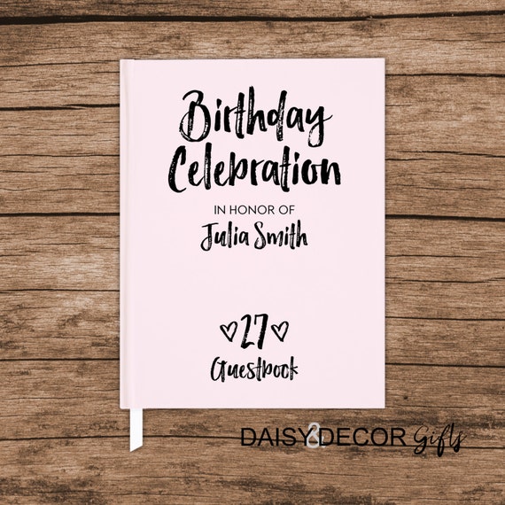 Guest Book guestbook Birthday Celebration Personalized Blush