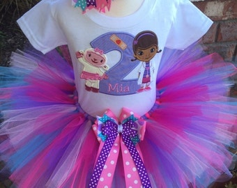 Doc McStuffins and Lambie Birthday Tutu Outfit Dress Set Handmade