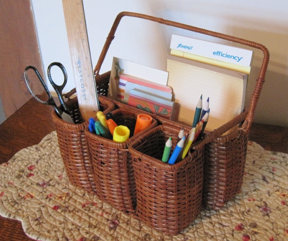 Wicker Basket Wicker Desk Organizer Wicker Napkin holder