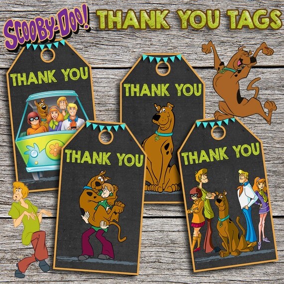 Scooby Doo Birthday Thank You Tags Digital by DottyDigitalParty