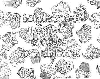 Cupcake coloring | Etsy