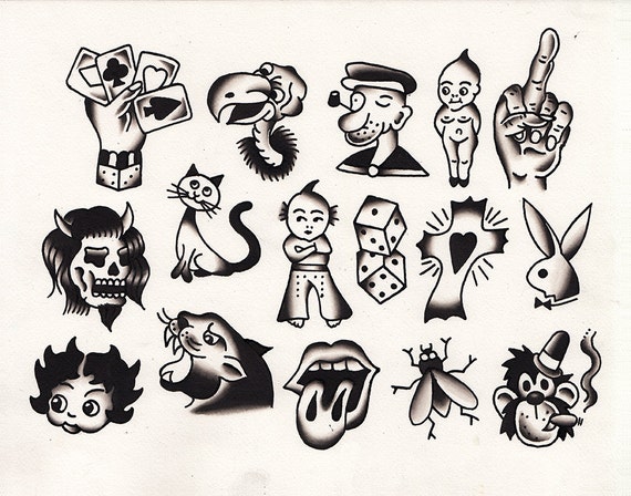 items similar to tattoo flash print kewpie dice cards items similar to tattoo flash print kewpie dice cards