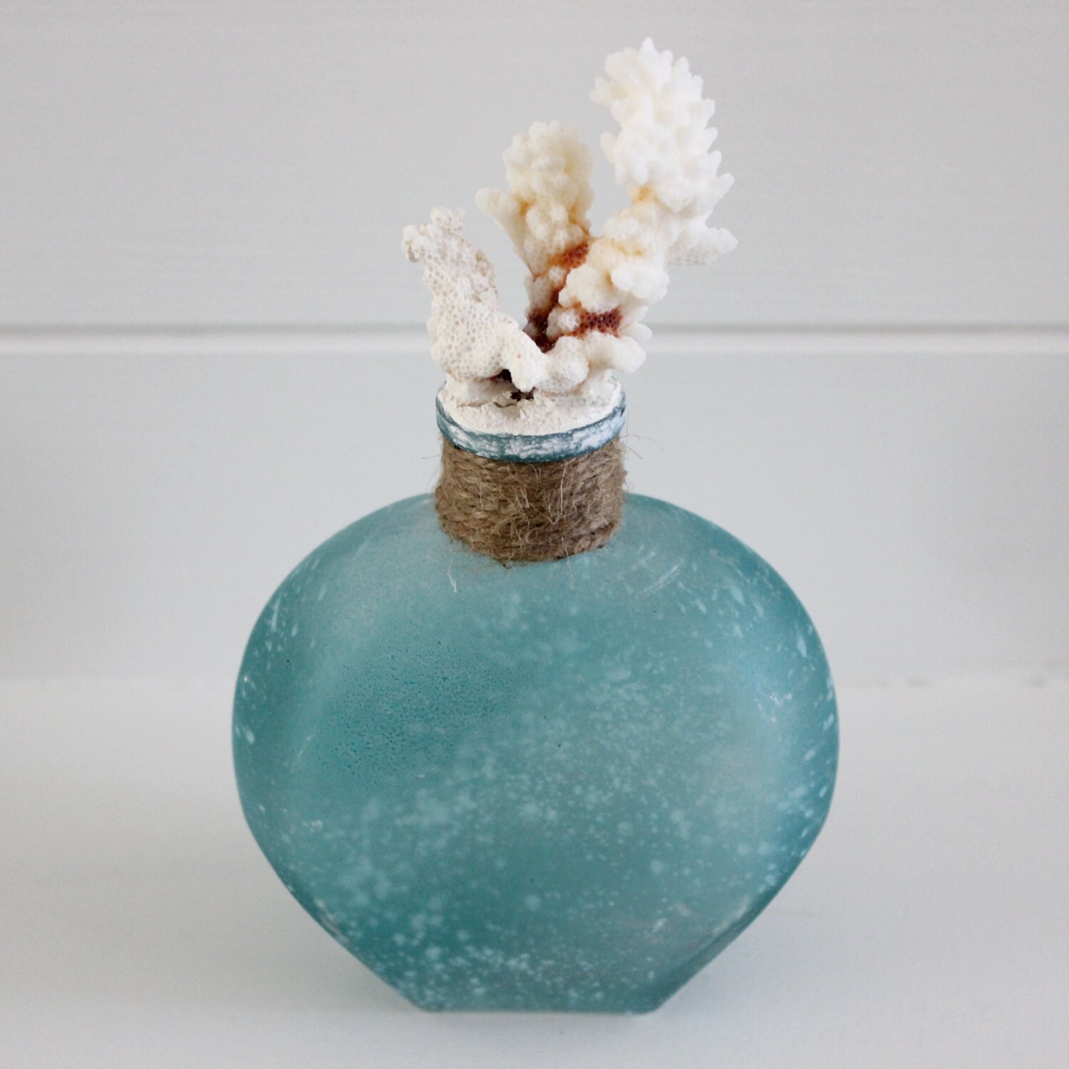 Turquoise Frosted Coral Top Glass Bottle with by shopbeachchic