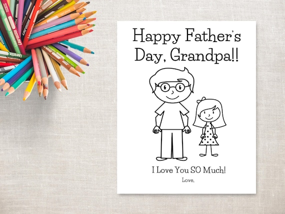 Download Father's Day Coloring Printable Girl & Grandpa