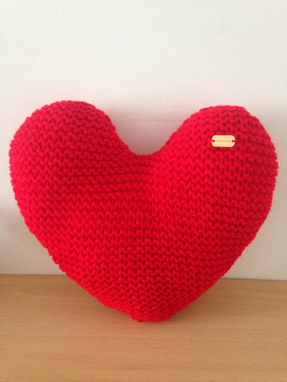 Handmade Hand Knitted Red Heart-Shaped by SaShasHandmadeGifts