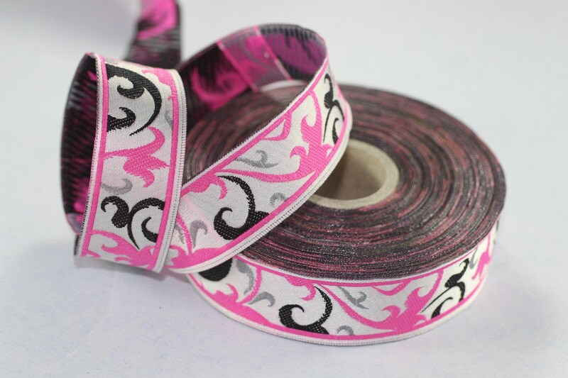 22 mm Pink Jacquard Trims 0.86 inches Spring Style Jacquard trim