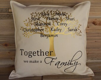 Family Tree Pillow Cover 16x16, Personalized Pillow, Mother's Day Gift, Personalized Gift, Gifts for Her, Throw Pillows, Decorative Pillows