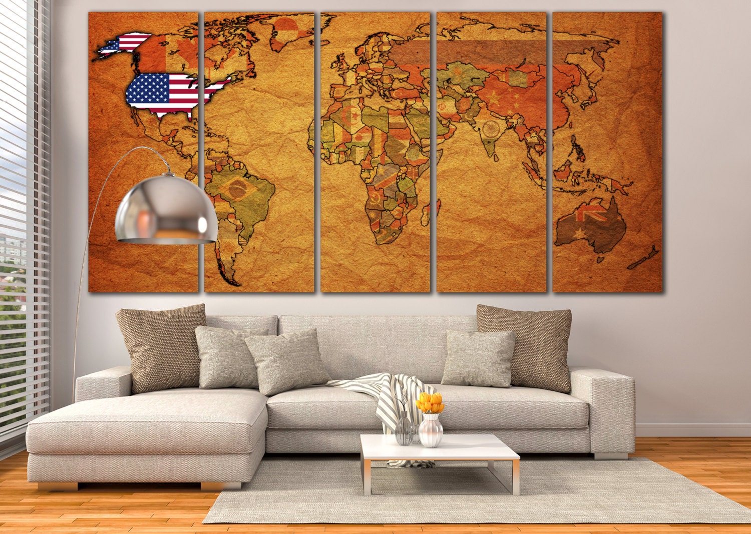 Wall Art World Map Canvas Print World By