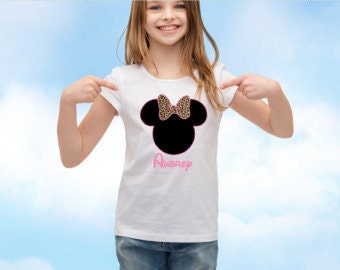 Personalized Minnie with Leopard Bow Printable Design custom design Disney Iron On transfer Download file, Print At Home, Animal Kingdom