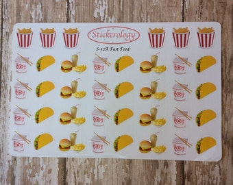 Fast Food Stickers, Taco Stickers, Chinese Take Out Stickers, Burger Stickers, Erin Condren Planner Stickers, A-52.