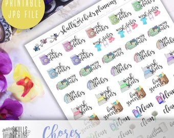 Functional Phrases for Chores – PRINTABLE Planner Stickers for Erin Condren, Happy Planner, Personal-Sized Planners, etc