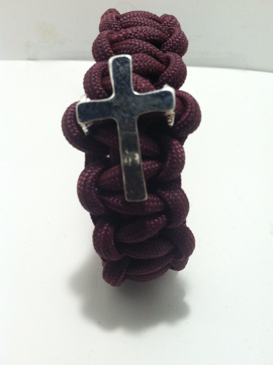 Cross charm paracord bracelet purple by SwampCord on Etsy